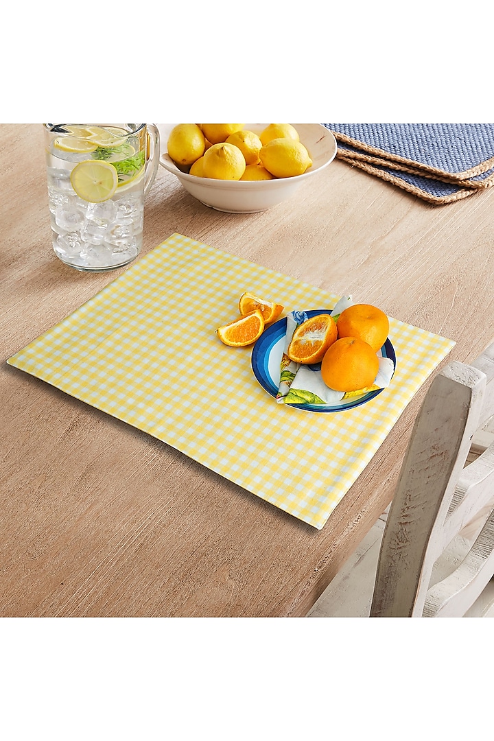 Yellow Printed Placement Mats (Set of 4) by Conscious Co