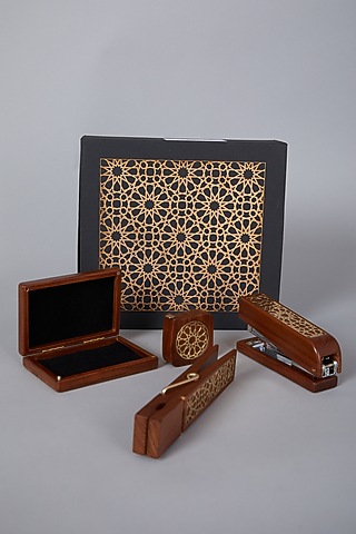 Teakwood Brown Stationery Set (Set of 4) by Conscious Co 