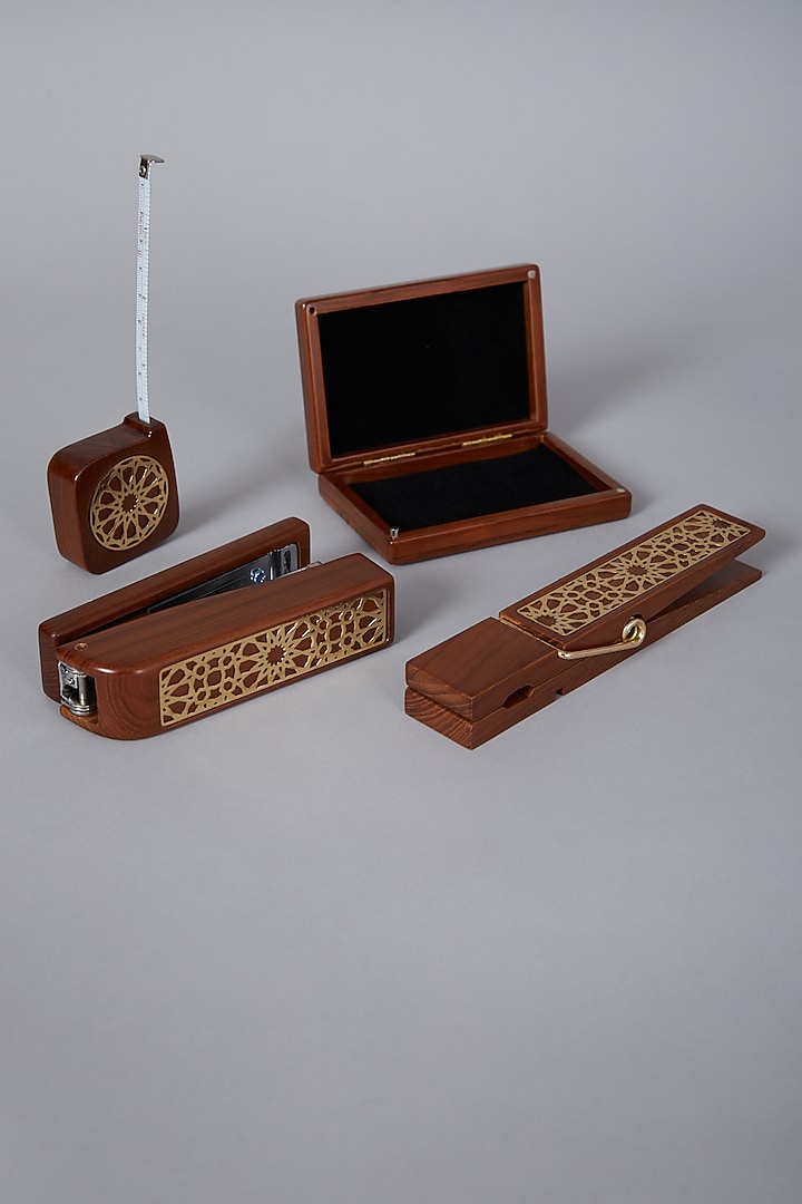 Teakwood Brown Stationery Set (Set of 4) by Conscious Co at Pernia's Pop Up Shop