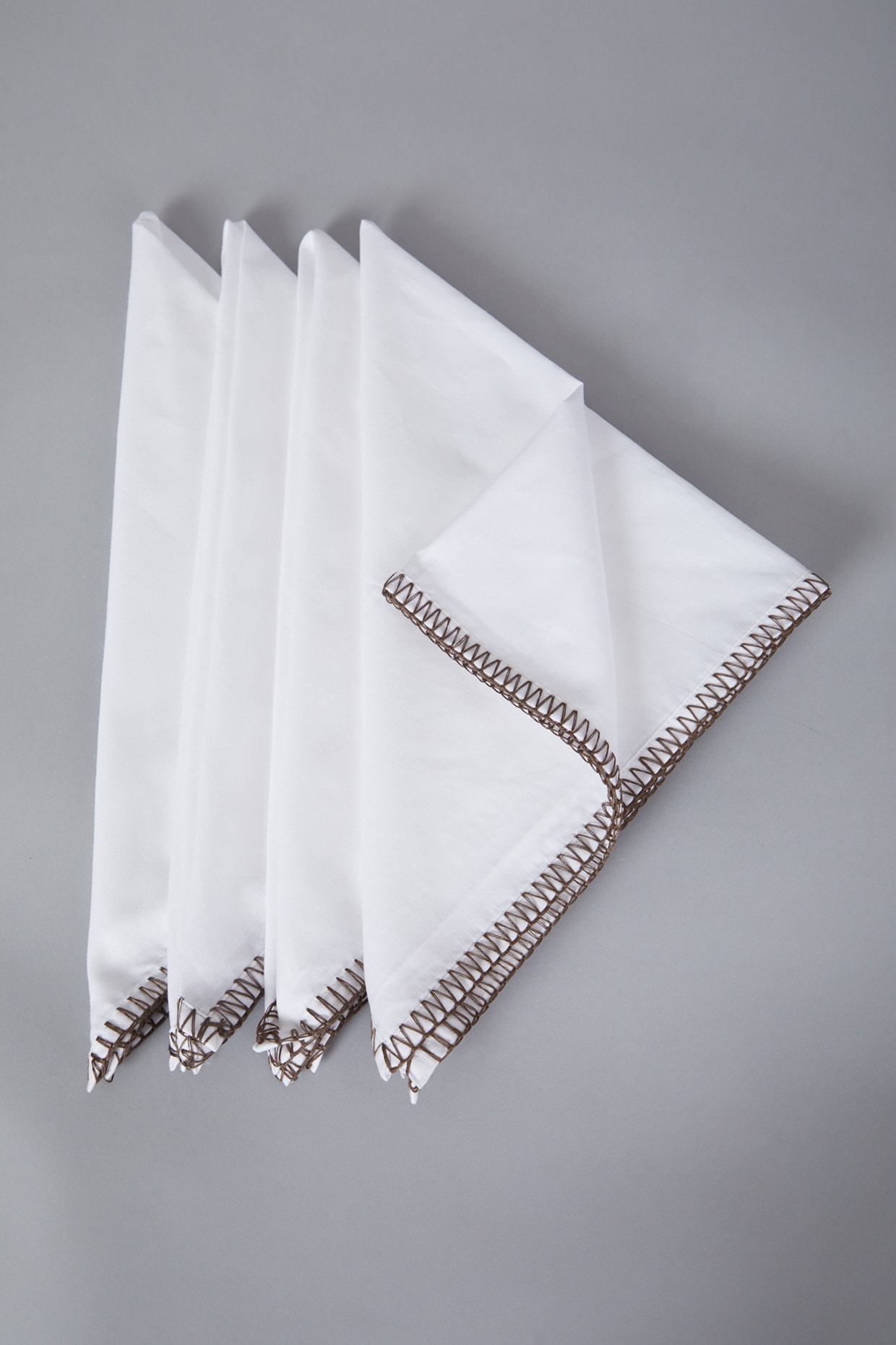 White embroidered Dinner Napkins - Set of Four by ConsciousCo