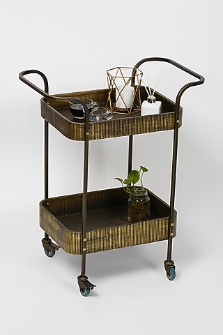 Antique Gold Iron Butlers Serving Trolley by Conscious Co 