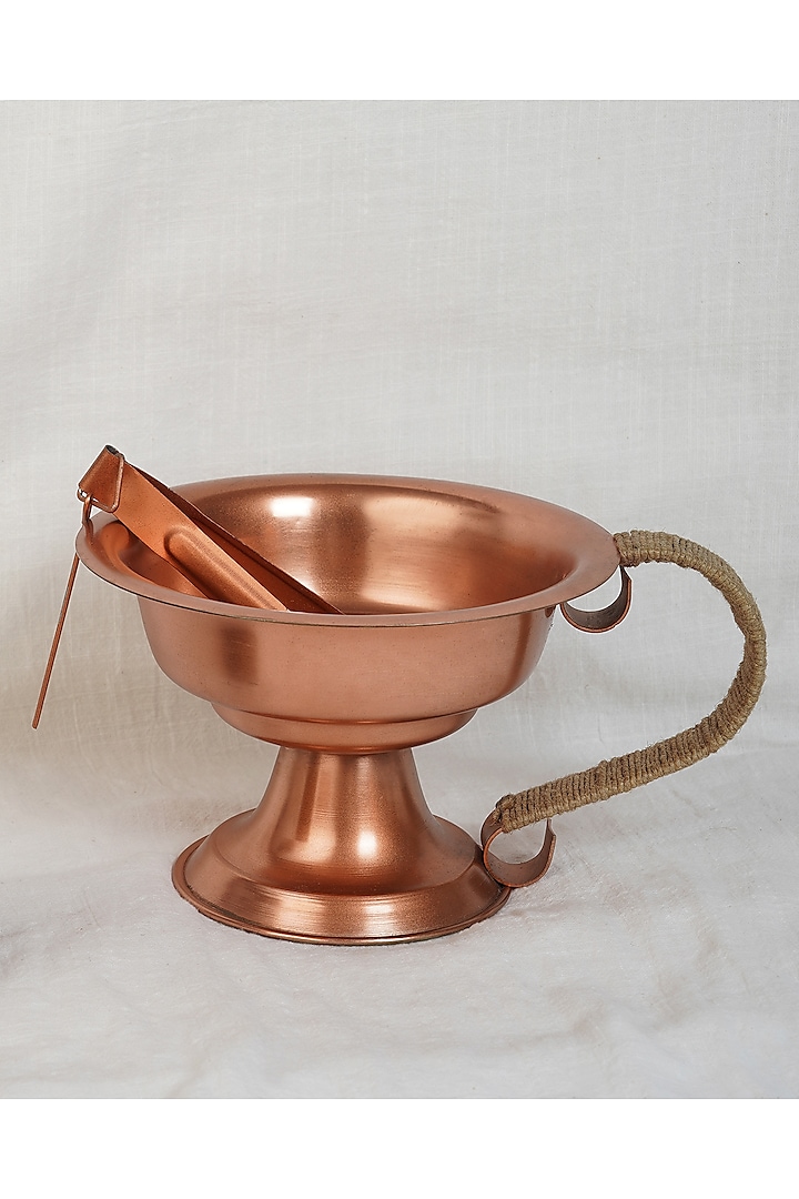 Rose Gold Metal & Copper Dhuna With Tong by Conscious Co 