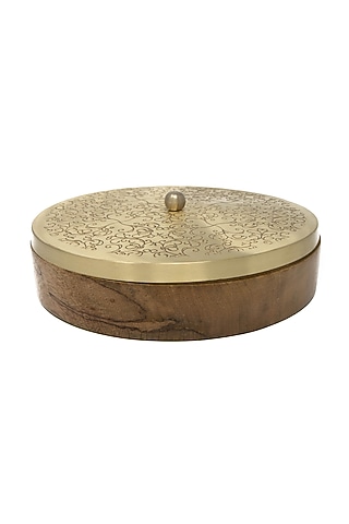Gold Roti Box With Hand Engraving by Conscious Co