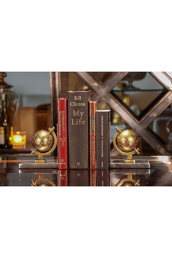 Gold & Silver Globe Bookends (Set of 2) by Conscious Co