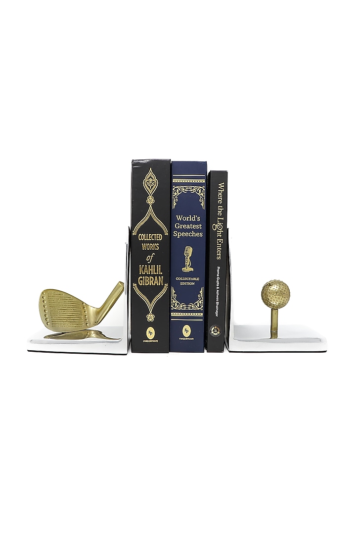 Silver & Gold Golf Themed Bookends (Set of 2) by Conscious Co