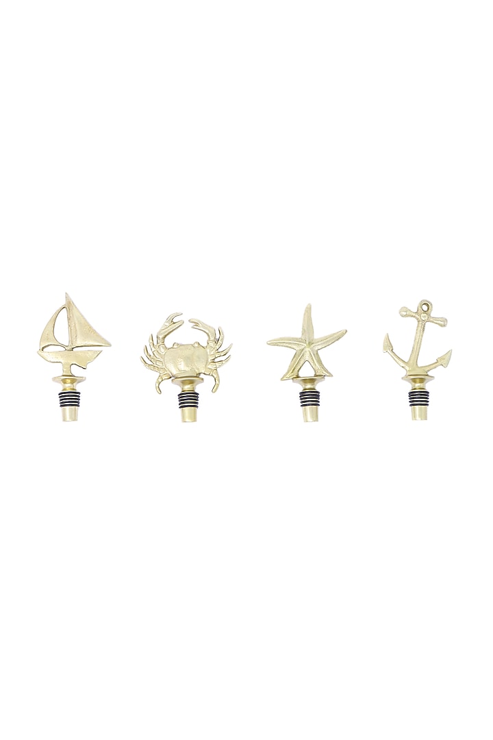 Dull Gold Nautical Wine Stoppers (Set of 4) by Conscious Co