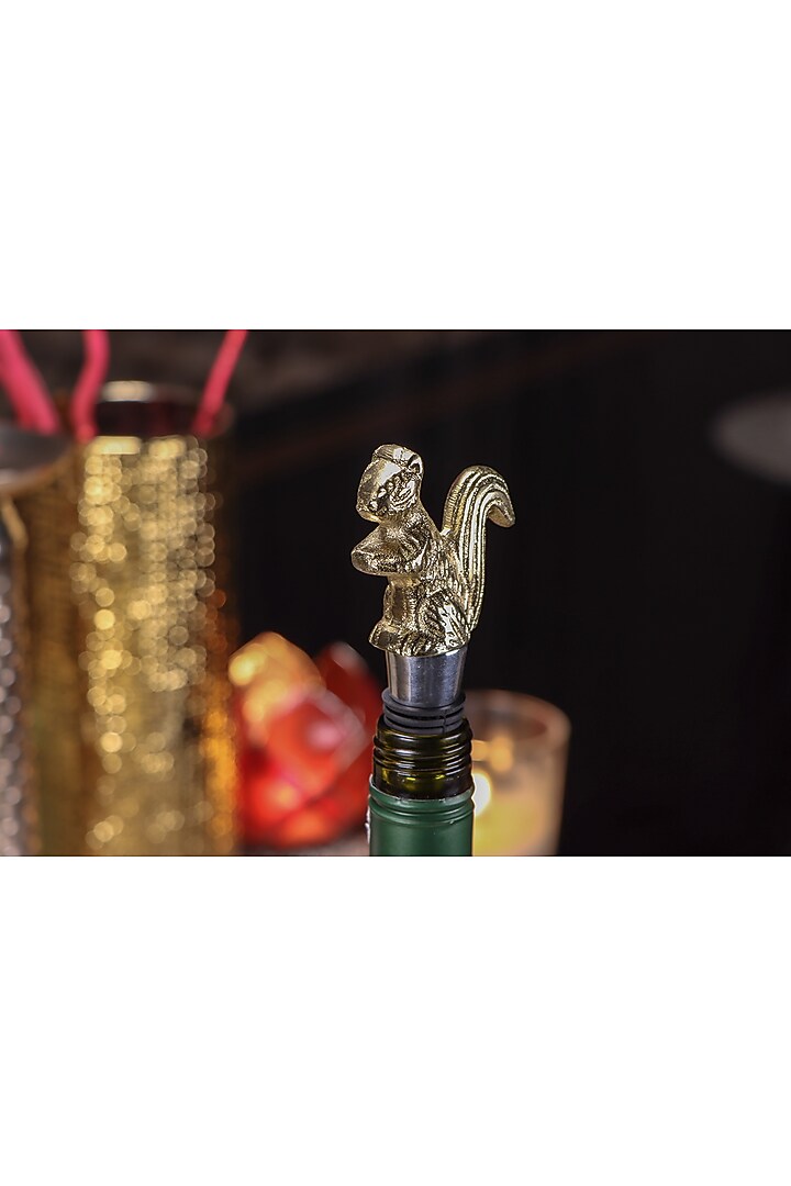 Dull Gold Woodland Wine Stoppers (Set of 3) by Conscious Co at Pernia's Pop Up Shop