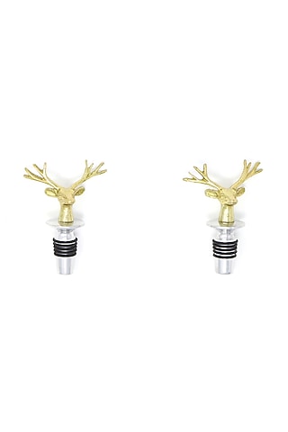 Dull Gold Wine Stoppers (Set of 2) by Conscious Co