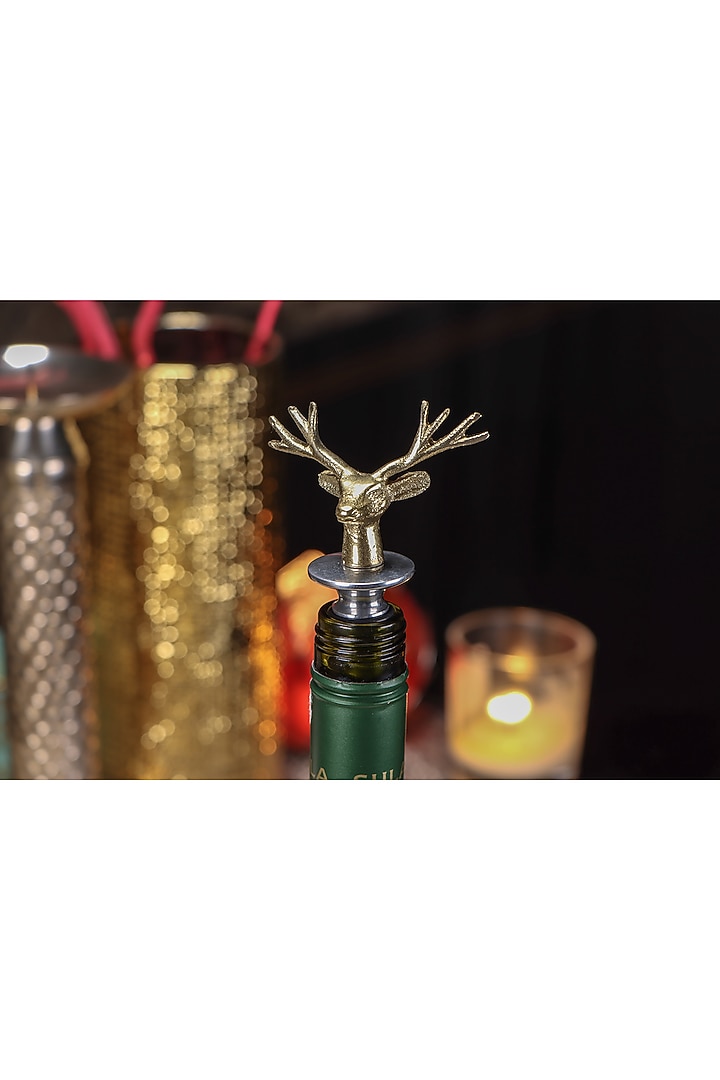 Dull Gold Wine Stoppers (Set of 2) by Conscious Co at Pernia's Pop Up Shop