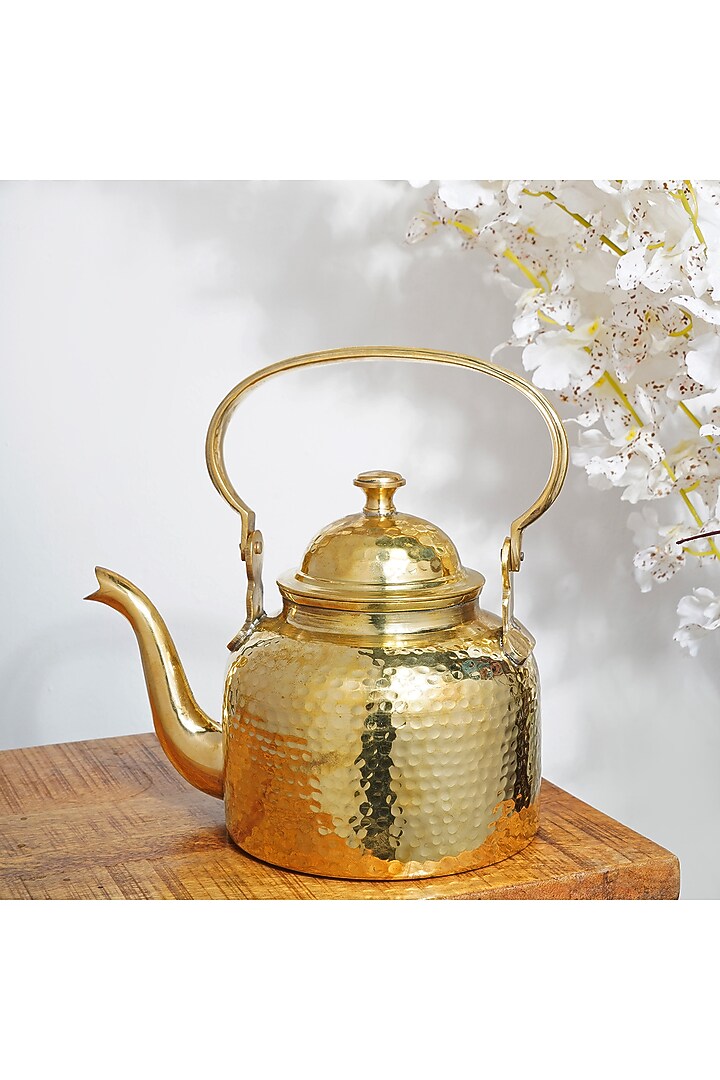 Golden-Toned Hammered Teapot Kettle by Conscious Co at Pernia's Pop Up Shop