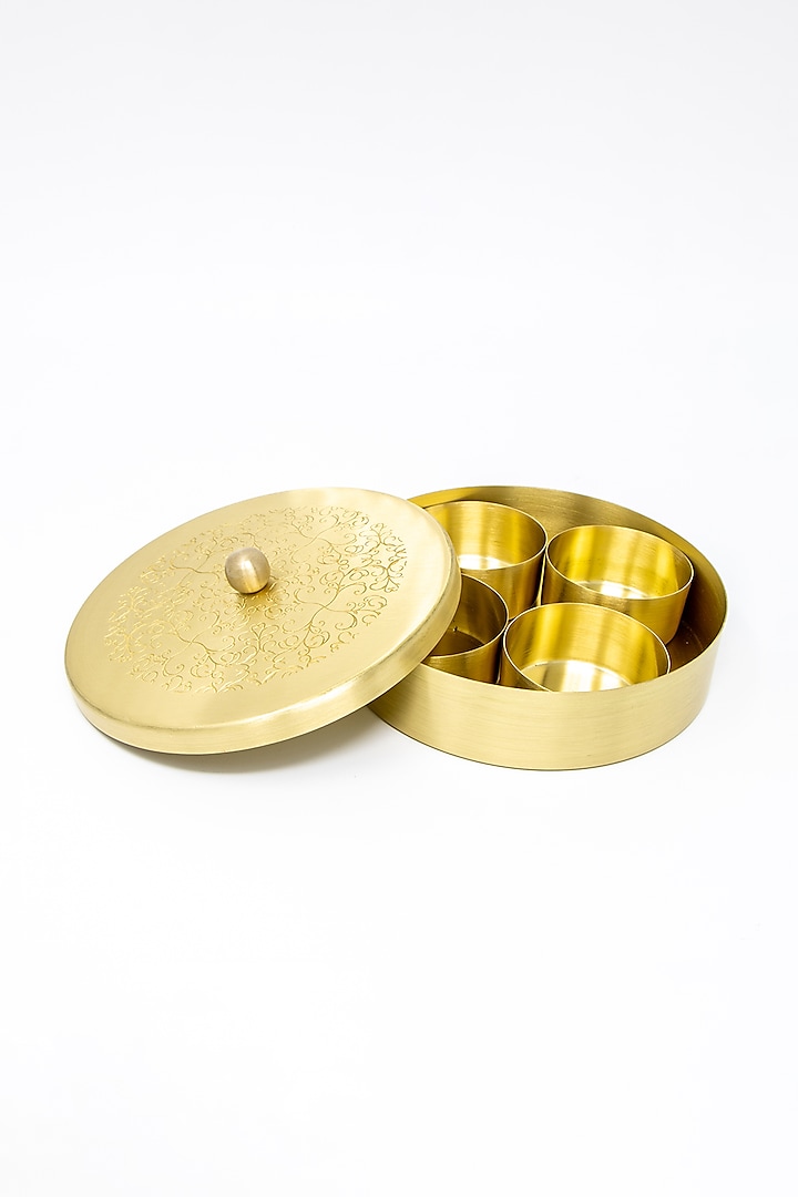 Gold Brass Pooja Box Set by Conscious Co