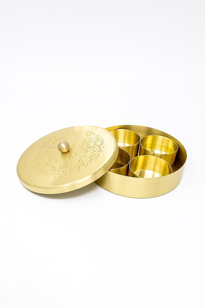 Gold Brass Pooja Box Set by Conscious Co at Pernia's Pop Up Shop