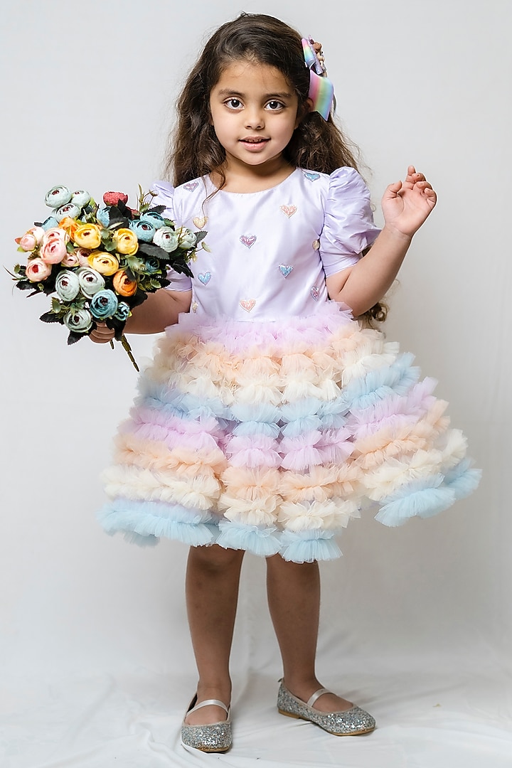 Lilac Ruffled Dress For Girls by COCO