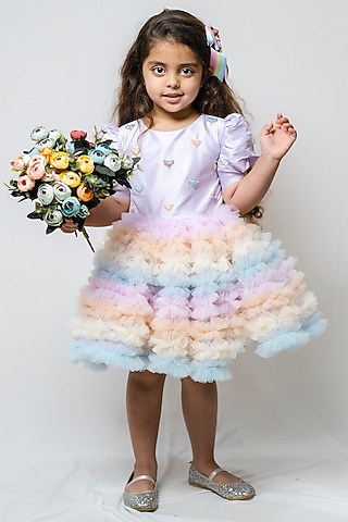 Lilac Ruffled Dress For Girls by COCO