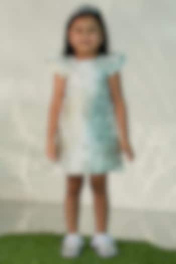 Mint Blue Jacquard Dress For Girls by COCO at Pernia's Pop Up Shop