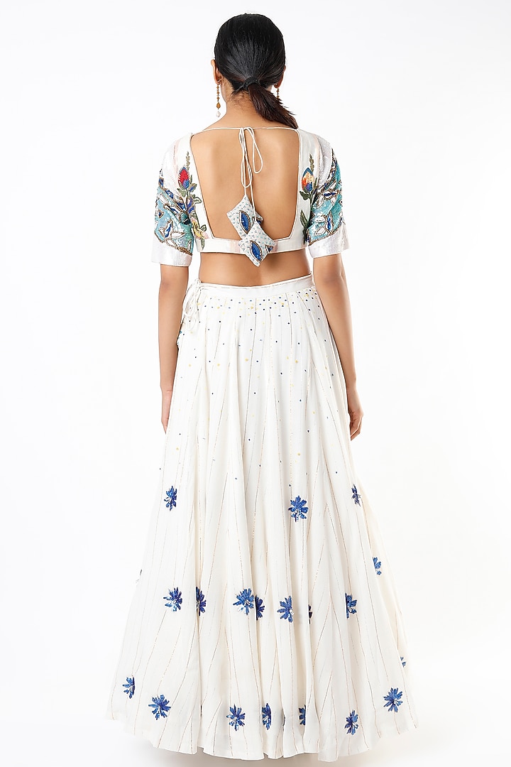 White Hand Embroidered Wedding Lehenga Set by Cockpit Crush at Pernia's Pop Up Shop