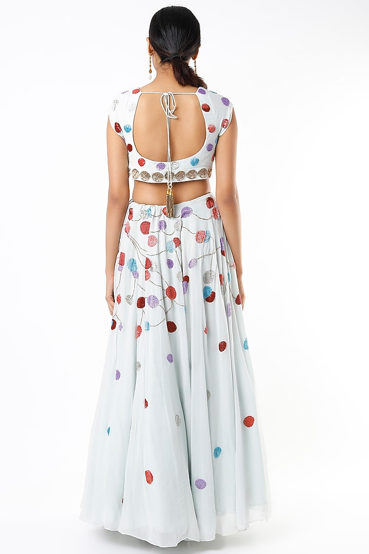 Powder Blue Hand Embroidered Wedding Lehenga Set by Cockpit Crush at Pernia's Pop Up Shop