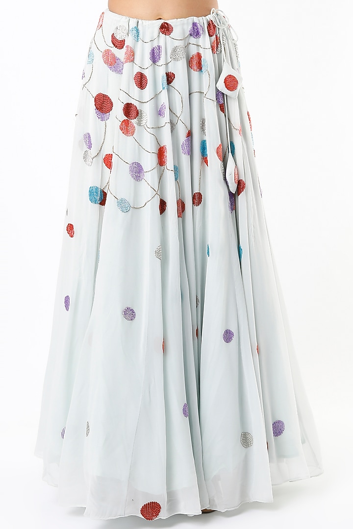 Powder Blue Hand Embroidered Wedding Lehenga Set by Cockpit Crush at Pernia's Pop Up Shop