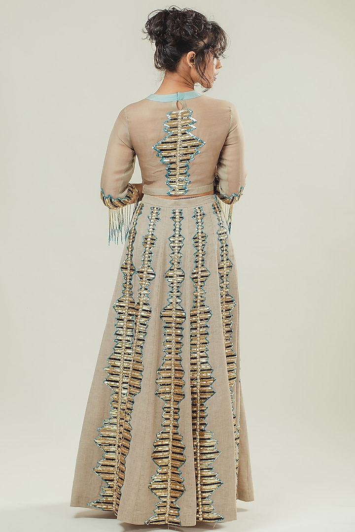 Grey Hand Embroidered Wedding Lehenga Set by Cockpit Crush at Pernia's Pop Up Shop