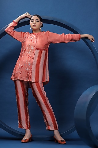 Rust Organza Satin Co-Ord Set by COEUR