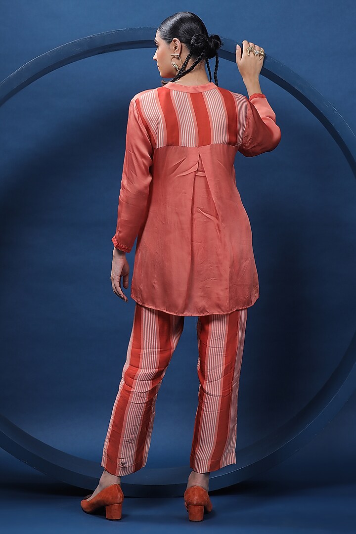 Rust Organza Satin Co-Ord Set by COEUR at Pernia's Pop Up Shop