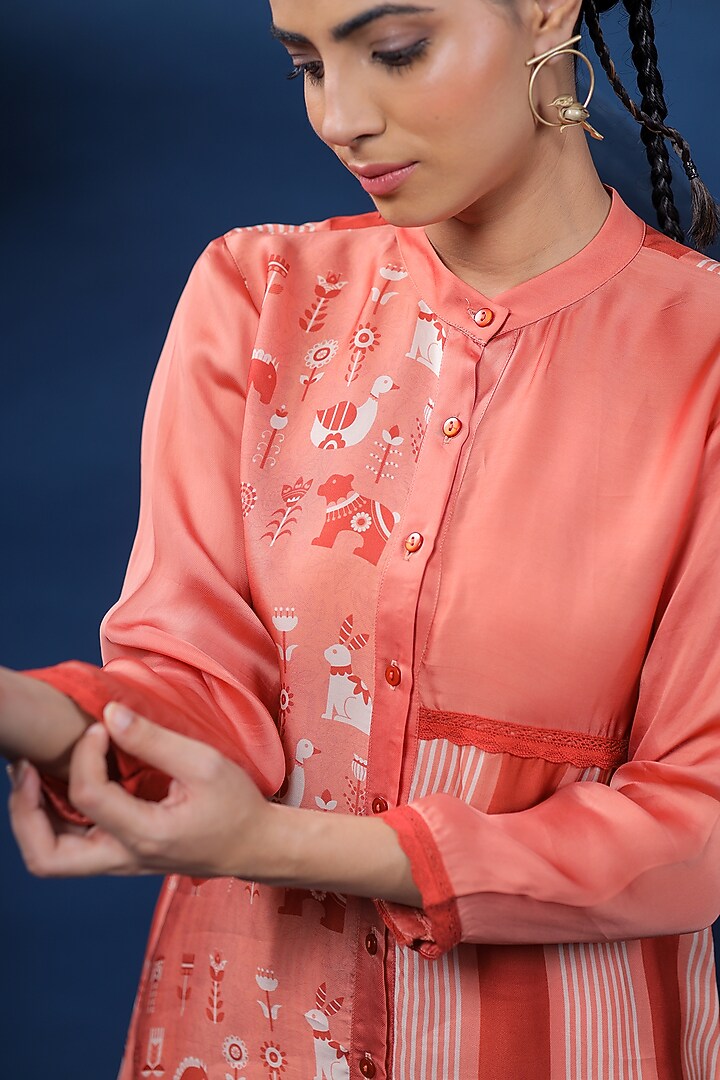 Rust Organza Satin Co-Ord Set by COEUR at Pernia's Pop Up Shop