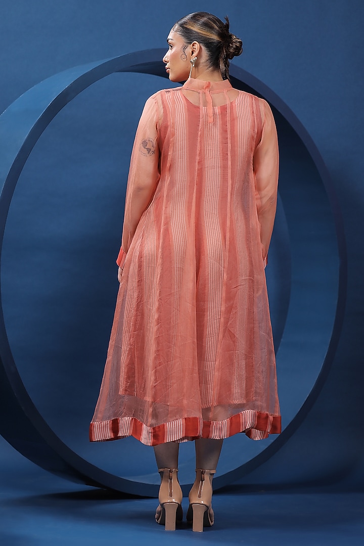 Rust Pure Organza Silk Midi Summer Dress by COEUR at Pernia's Pop Up Shop