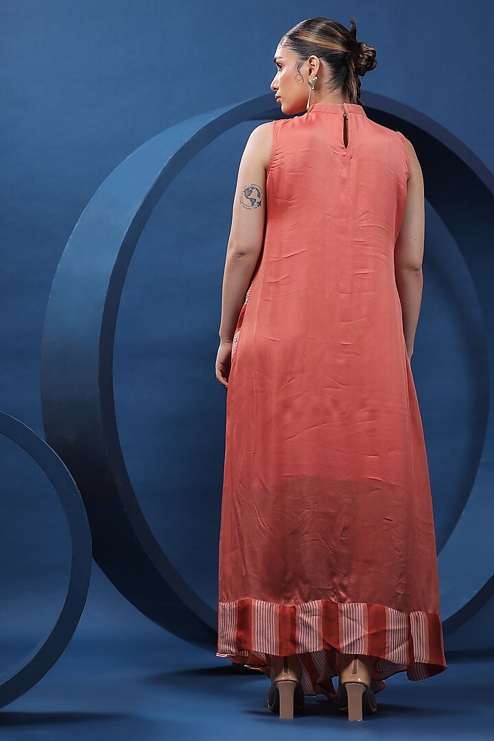 Rust Organza Satin Asymmetric Maxi Summer Dress by COEUR at Pernia's Pop Up Shop