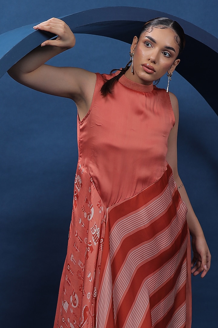 Rust Organza Satin Asymmetric Maxi Summer Dress by COEUR at Pernia's Pop Up Shop