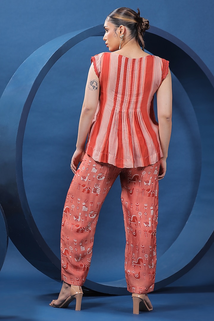 Rust Organza Satin Co-Ord Set by COEUR at Pernia's Pop Up Shop
