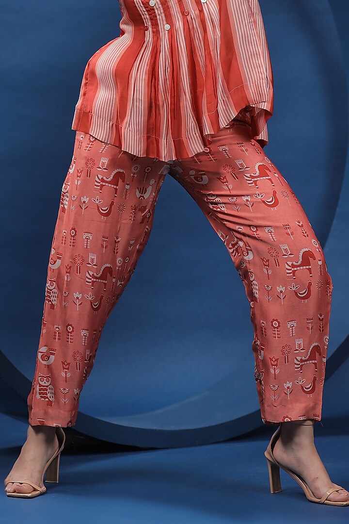 Rust Organza Satin Co-Ord Set by COEUR at Pernia's Pop Up Shop