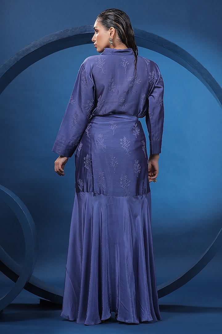 Purple Pure Natural Crepe Flared Asymmetric Skirt Set by COEUR at Pernia's Pop Up Shop