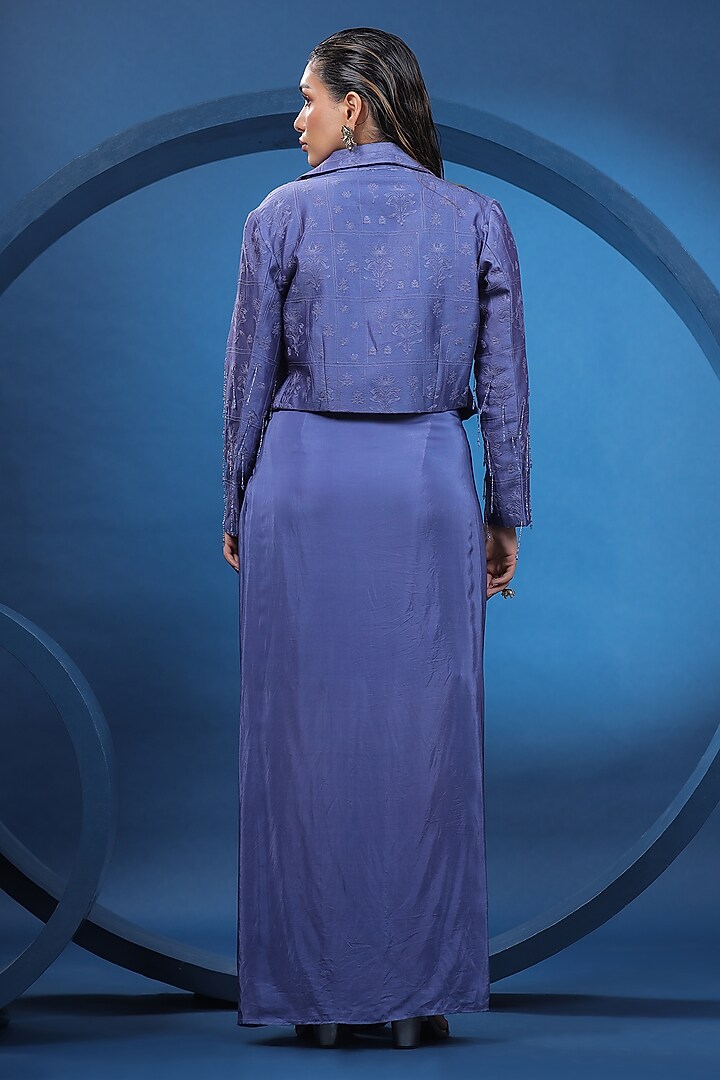 Purple Pure Natural Crepe Knotted Skirt Set by COEUR at Pernia's Pop Up Shop