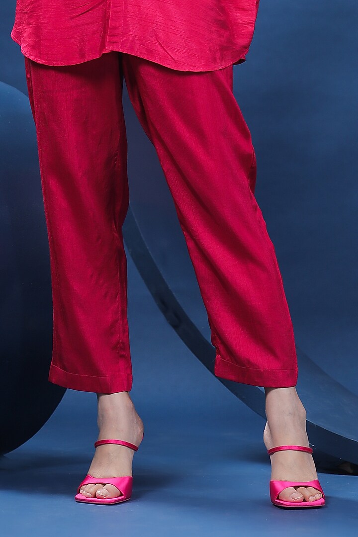 Fuchsia Pure Raw Silk Co-Ord Set by COEUR at Pernia's Pop Up Shop