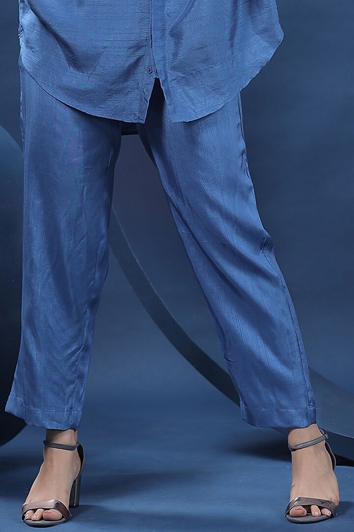 Blue Pure Raw Silk Co-Ord Set by COEUR at Pernia's Pop Up Shop