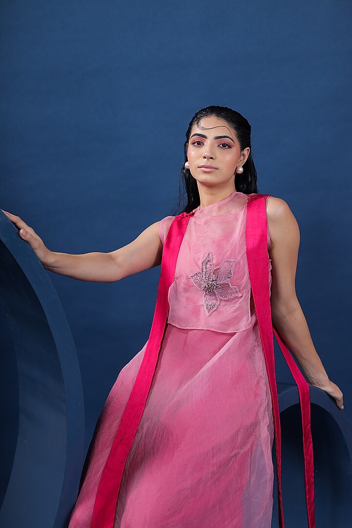 Fuchsia Sheer Organza Tunic Set by COEUR at Pernia's Pop Up Shop