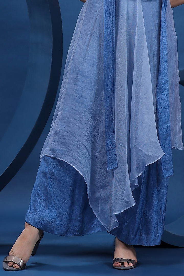 Blue Sheer Organza Tunic Set by COEUR at Pernia's Pop Up Shop
