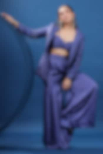 Purple Organza Satin Flared Pant Set by COEUR at Pernia's Pop Up Shop