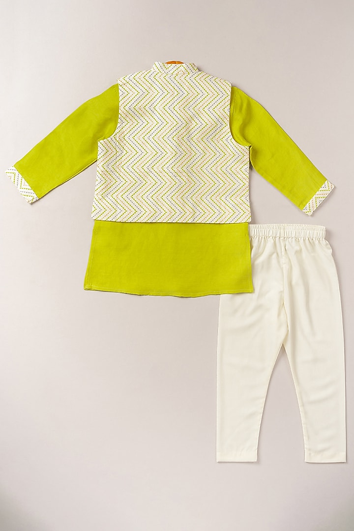 Off-White Bundi Jacket With Kurta Set For Boys by Coo Coo at Pernia's Pop Up Shop