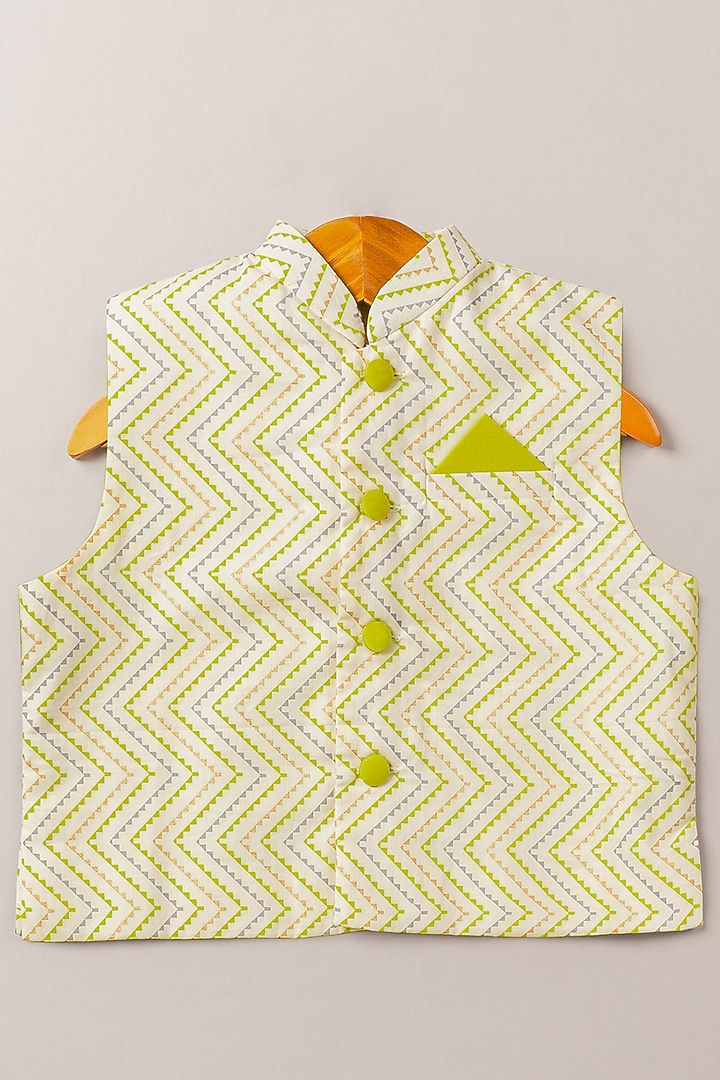 Off-White Bundi Jacket With Kurta Set For Boys by Coo Coo at Pernia's Pop Up Shop