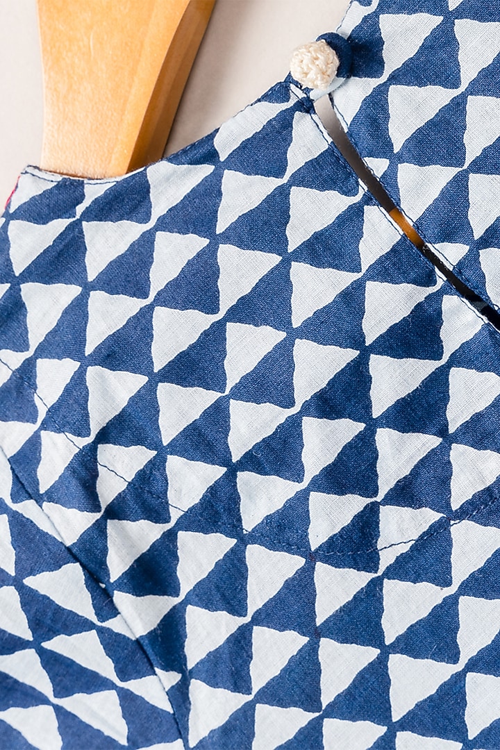 Indigo Printed Kurta Set For Girls by Coo Coo at Pernia's Pop Up Shop