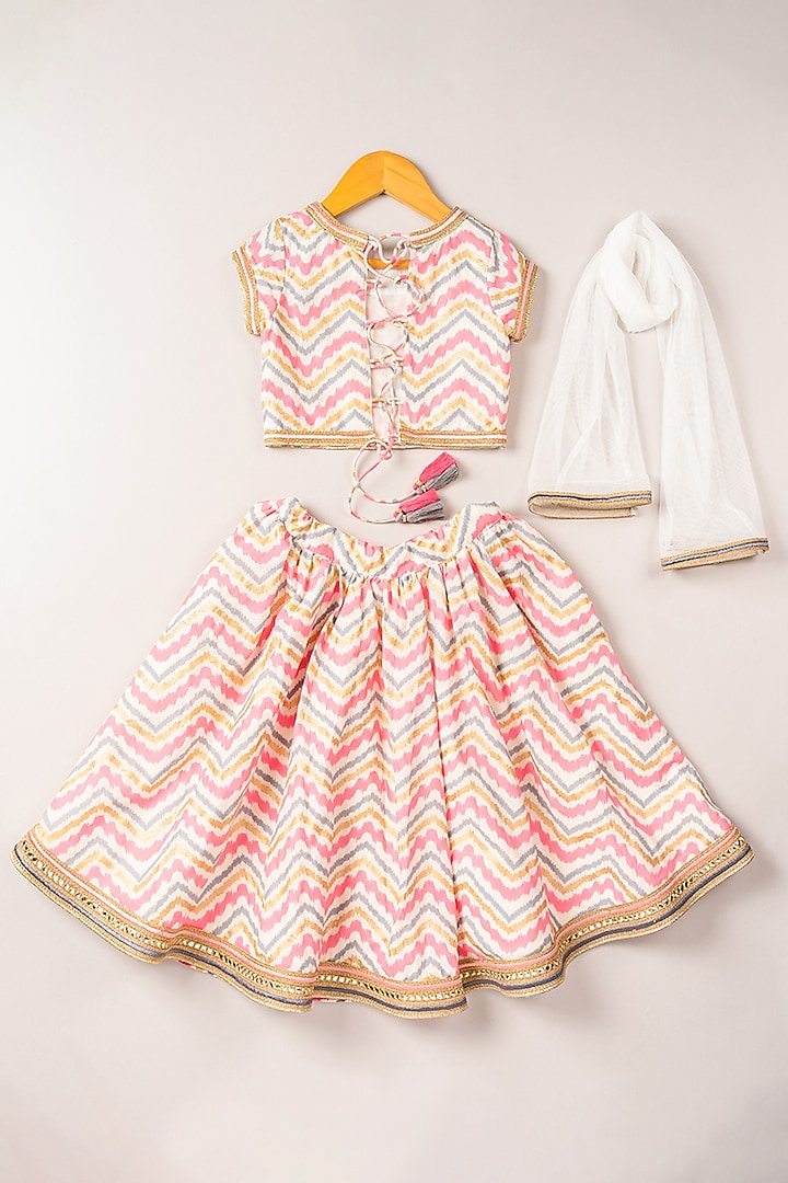 Pink Printed Lehenga Set For Girls by Coo Coo at Pernia's Pop Up Shop
