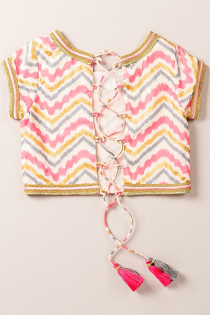 Pink Printed Lehenga Set For Girls by Coo Coo at Pernia's Pop Up Shop