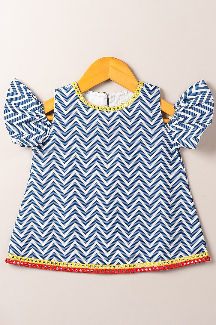Indigo Printed Lehenga Set For Girls by Coo Coo at Pernia's Pop Up Shop