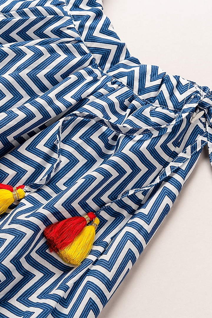 Indigo Printed Lehenga Set For Girls by Coo Coo at Pernia's Pop Up Shop