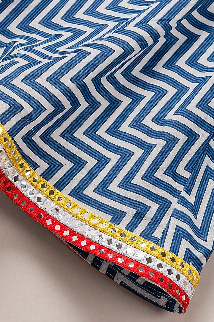 Indigo Printed Lehenga Set For Girls by Coo Coo at Pernia's Pop Up Shop