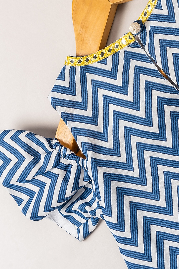 Indigo Printed Lehenga Set For Girls by Coo Coo at Pernia's Pop Up Shop