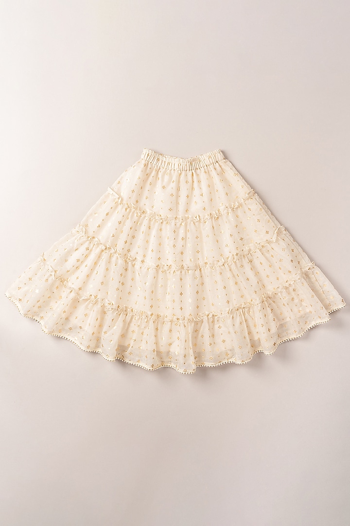 Navy Blue Chanderi Cotton Lehenga Set For Girls by Coo Coo at Pernia's Pop Up Shop