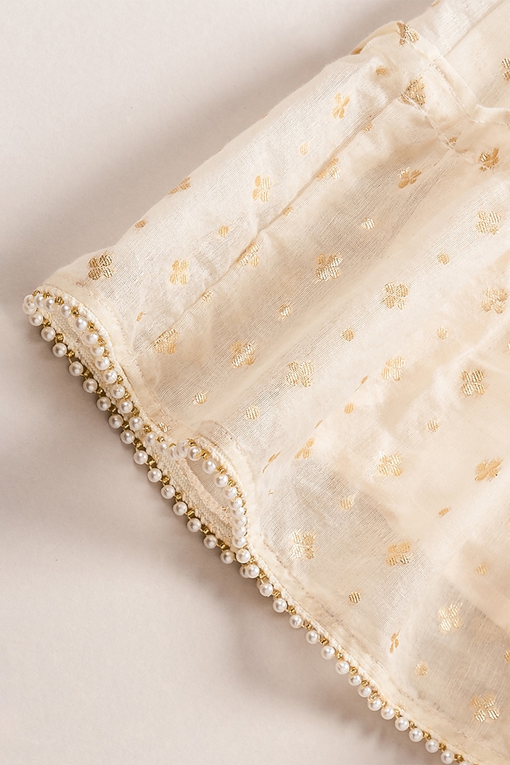 Navy Blue Chanderi Cotton Lehenga Set For Girls by Coo Coo at Pernia's Pop Up Shop