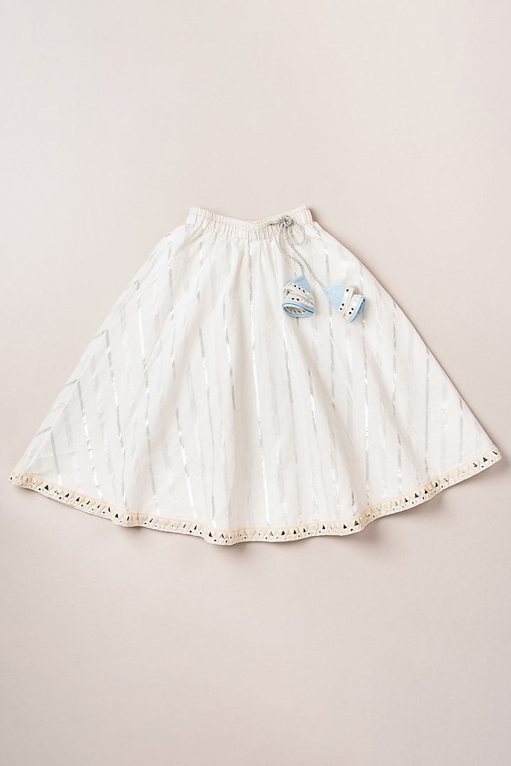 Sky Blue Chanderi Cotton Lehenga Set For Girls by Coo Coo at Pernia's Pop Up Shop